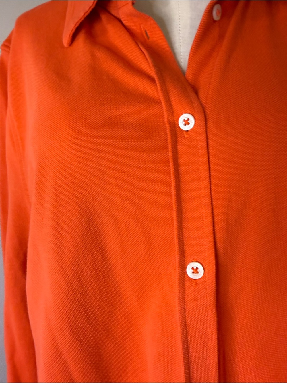 Lauren Ralph Lauren Bright Orange knit button down Shirt Sz XL - Picture 2 of 4